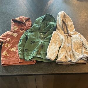 Kids' Hoodie Set - Green, Brown, and Gray